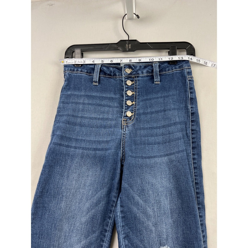 YMI Gigi Fit Flare Jeans Womens 5/27 Blue High Rise Distressed Bell Bottoms - Picture 4 of 11